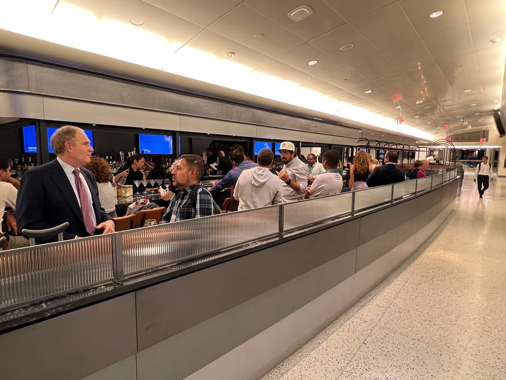 Patrons sit at Tracks inside Grand Central Madison