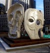 5 Oversized Clay Masks Arrive at Rockefeller Center by Artist Thomas Houseago