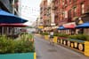 Community outdoor dinning space on Mott Street in Chinatown
