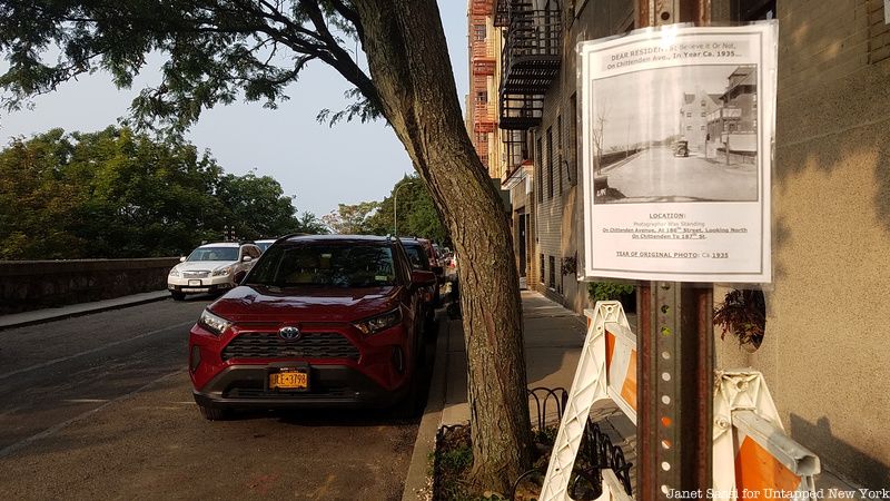 Washington Heights historic sign on parking sign